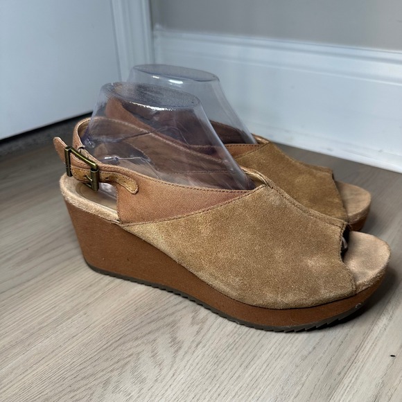 Vionic Trixie Wedge Sandals Womens SZ 9 Brown Toffee Suede Slingback Open Toe - Picture 3 of 9